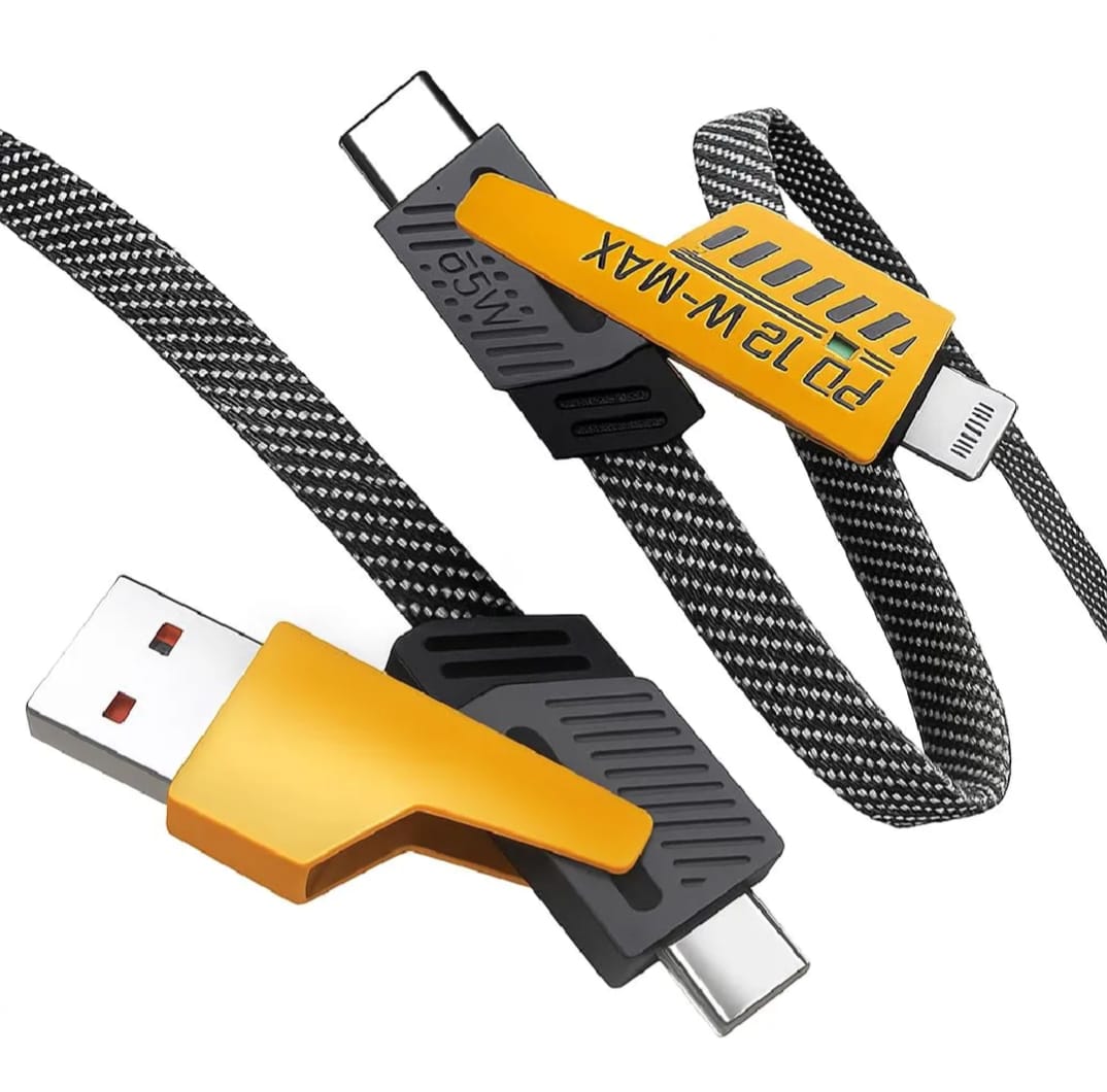 DT-A05 MECH 4in1 Fast Charging | 65W TYPE - C +PD27W iphone | Flip Connector | Braided Nylon