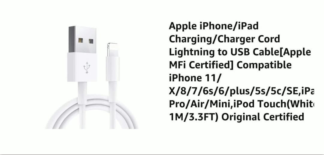 Apple MFi Certified Lightning to USB Cable 1M | iPhone iPad Charger Cord | Fast Charging Data Cable