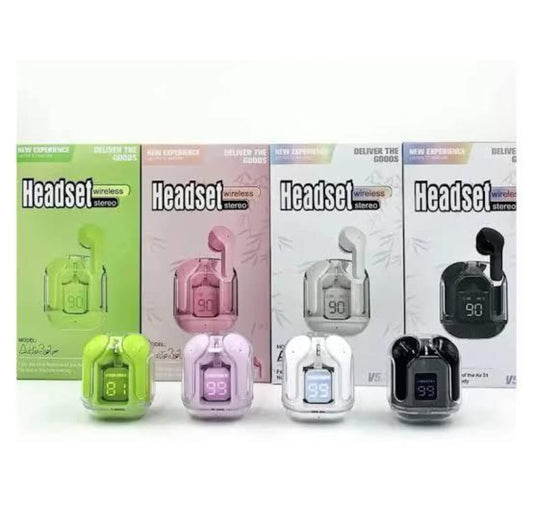 Air31 TWS Wireless Earbuds | LED Display Case | Bluetooth 5.3 | Pink Green Black White