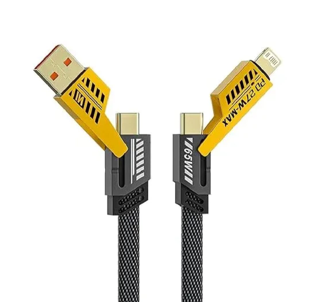 DT-A05 MECH 4in1 Fast Charging | 65W TYPE - C +PD27W iphone | Flip Connector | Braided Nylon